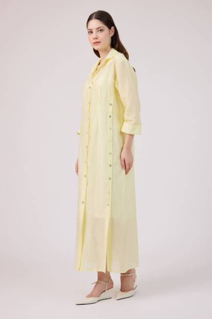 Yırmaç detaylı gömlek elbise - Thumbnail