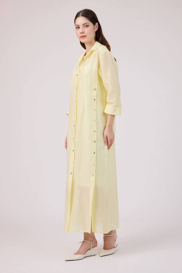 Yırmaç detaylı gömlek elbise