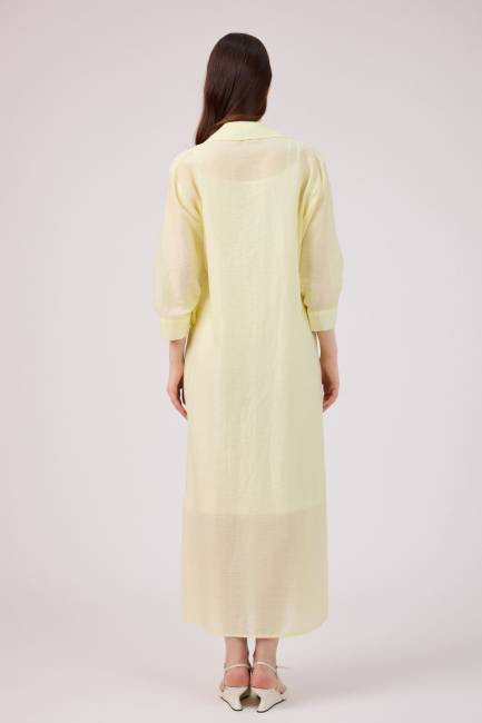 Yırmaç detaylı gömlek elbise - Thumbnail