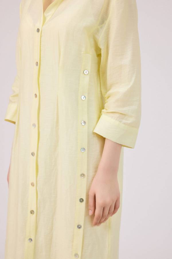 Yırmaç detaylı gömlek elbise