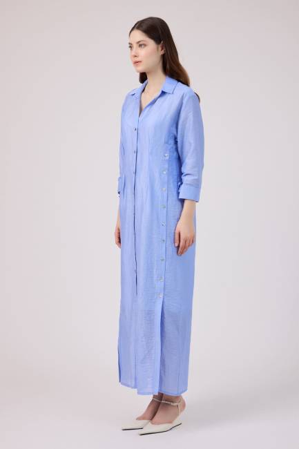 Yırmaç detaylı gömlek elbise - Thumbnail