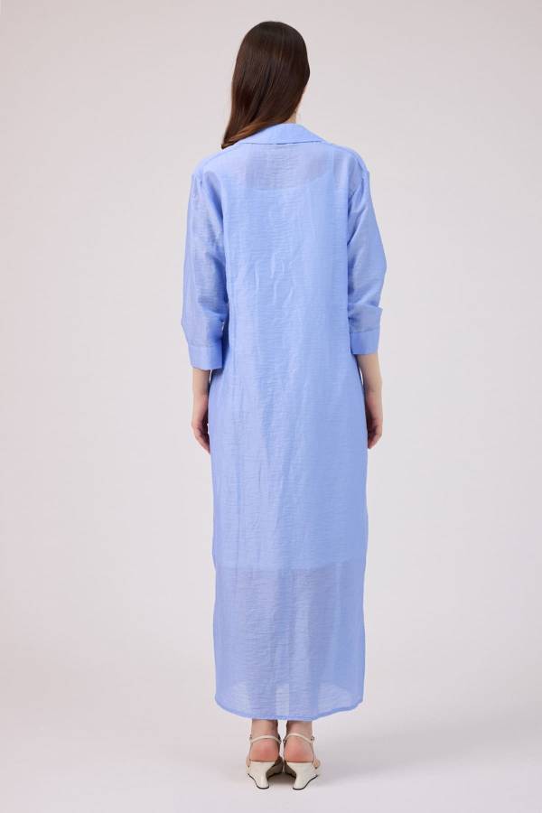 Yırmaç detaylı gömlek elbise