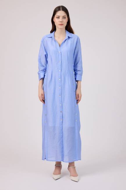 Yırmaç detaylı gömlek elbise - Thumbnail