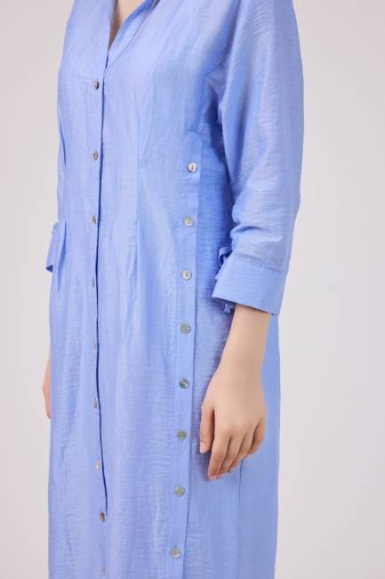 Yırmaç detaylı gömlek elbise - Thumbnail