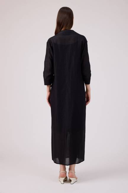 Yırmaç detaylı gömlek elbise - Thumbnail