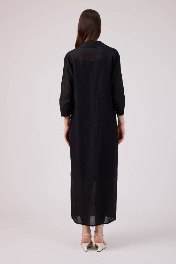 Yırmaç detaylı gömlek elbise
