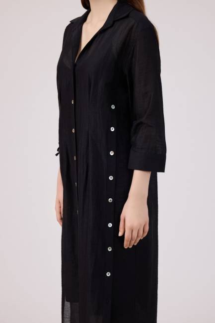 Yırmaç detaylı gömlek elbise - Thumbnail