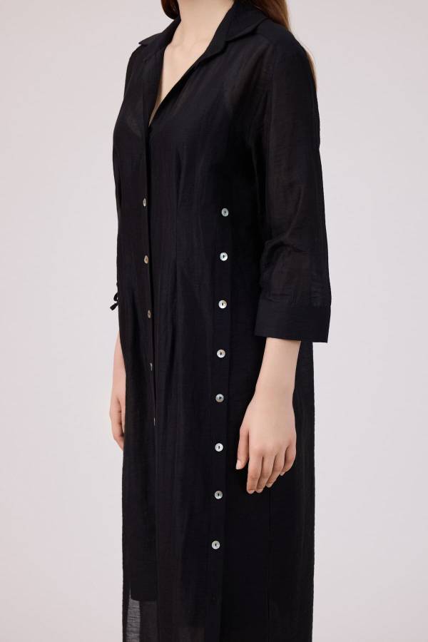 Yırmaç detaylı gömlek elbise