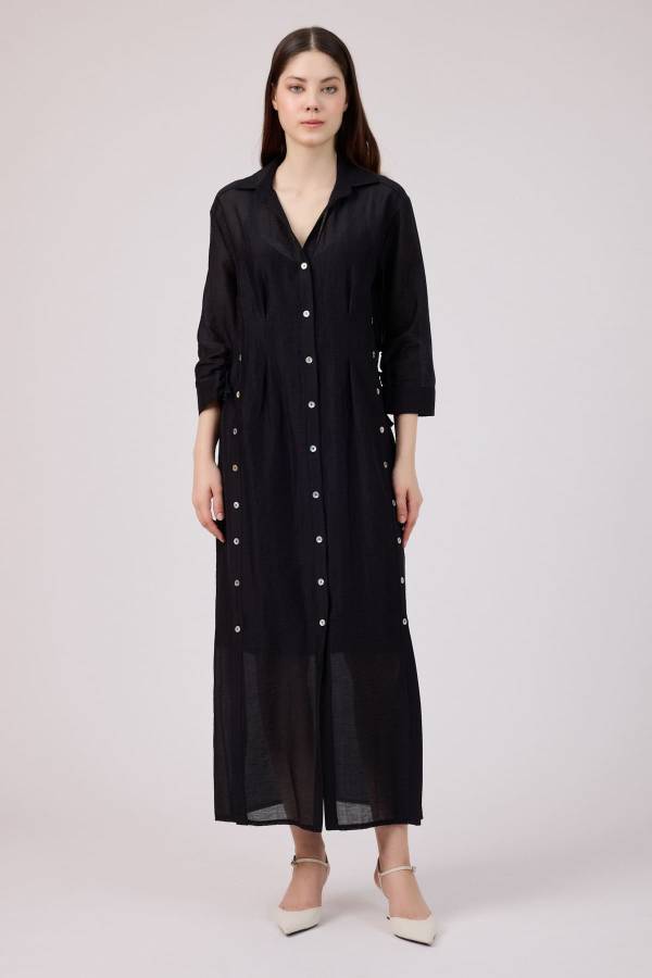 Yırmaç detaylı gömlek elbise