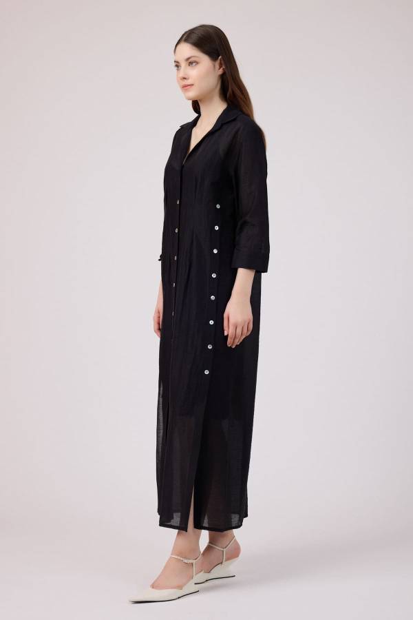 Yırmaç detaylı gömlek elbise