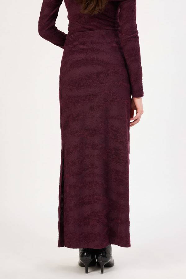 Fever - Yırtmaç detaylı dokulu midi etek (1)