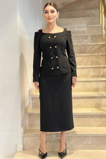 Yırtmaç detaylı likralı örme etek - Thumbnail