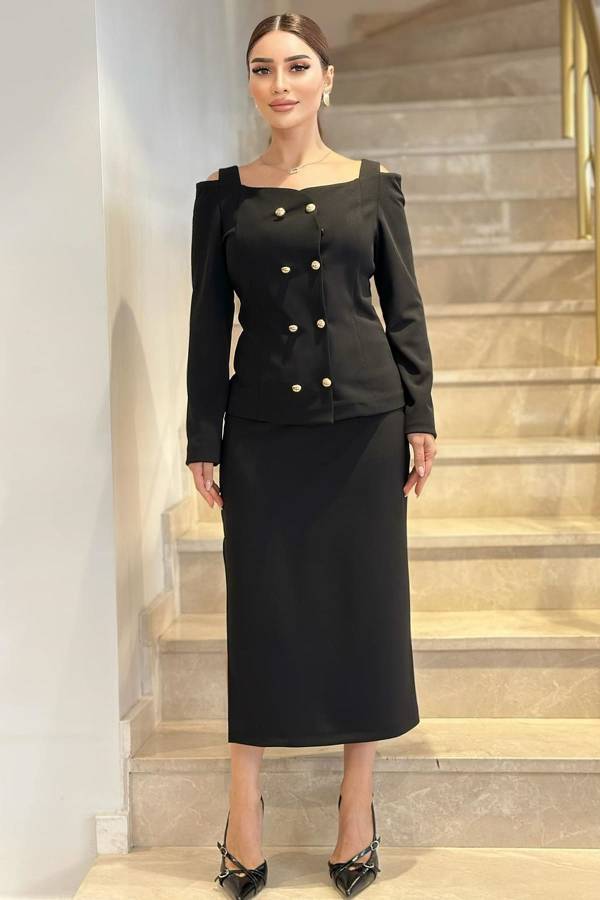 Fever - Yırtmaç detaylı likralı örme etek (1)