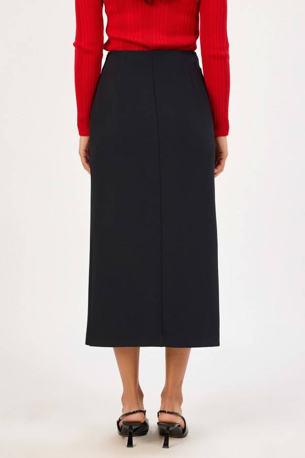 Yırtmaç ve fermuar detaylı likralı etek Yırtmaç ve fermuar detaylı likralı etek