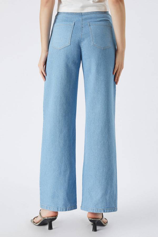 Yüksek bel geniş paça jean