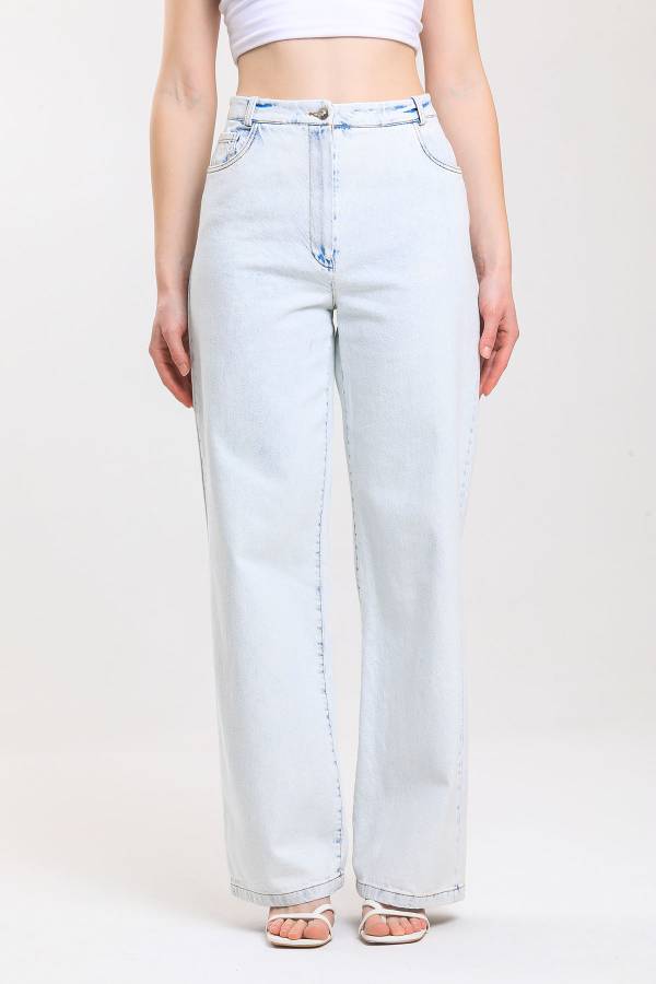 Yüksek bel geniş paça jean
