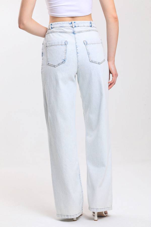 Yüksek bel geniş paça jean