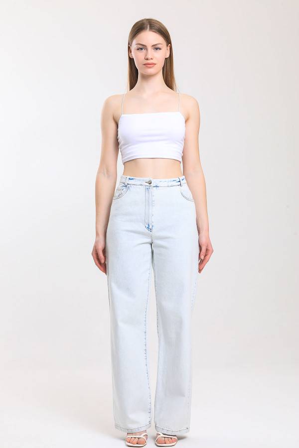 Yüksek bel geniş paça jean